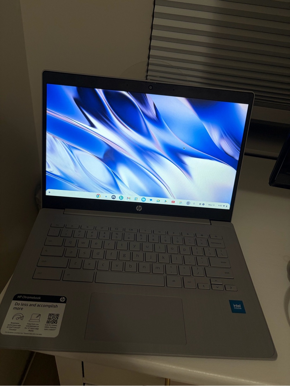 HP Silver-Gray Chromebook with Blue Display Accent